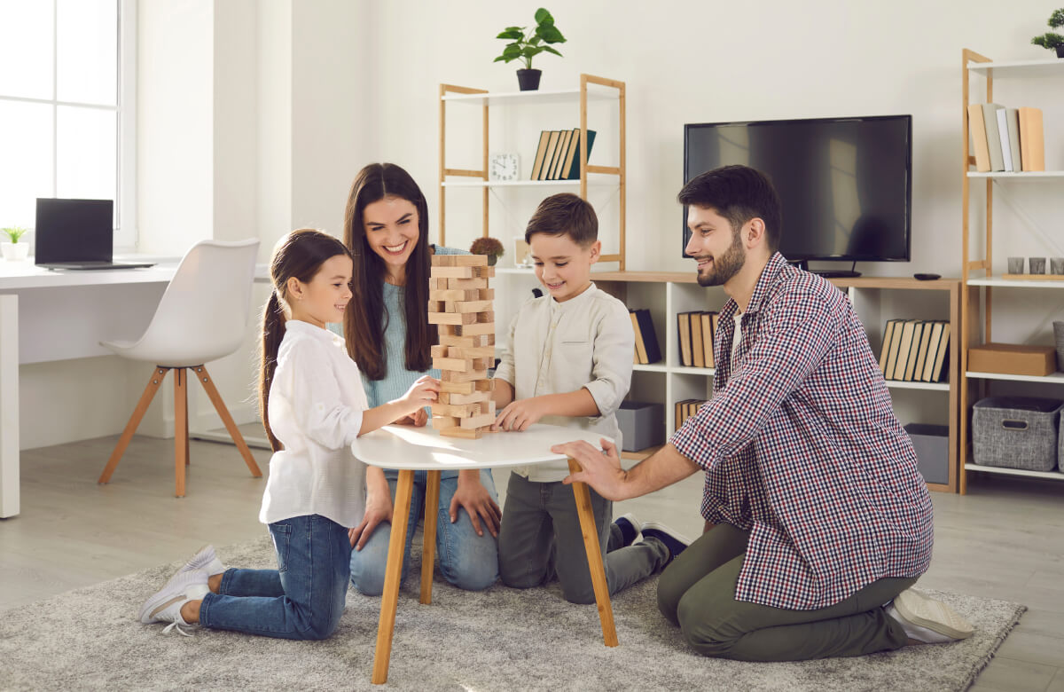 Parents playing with kids